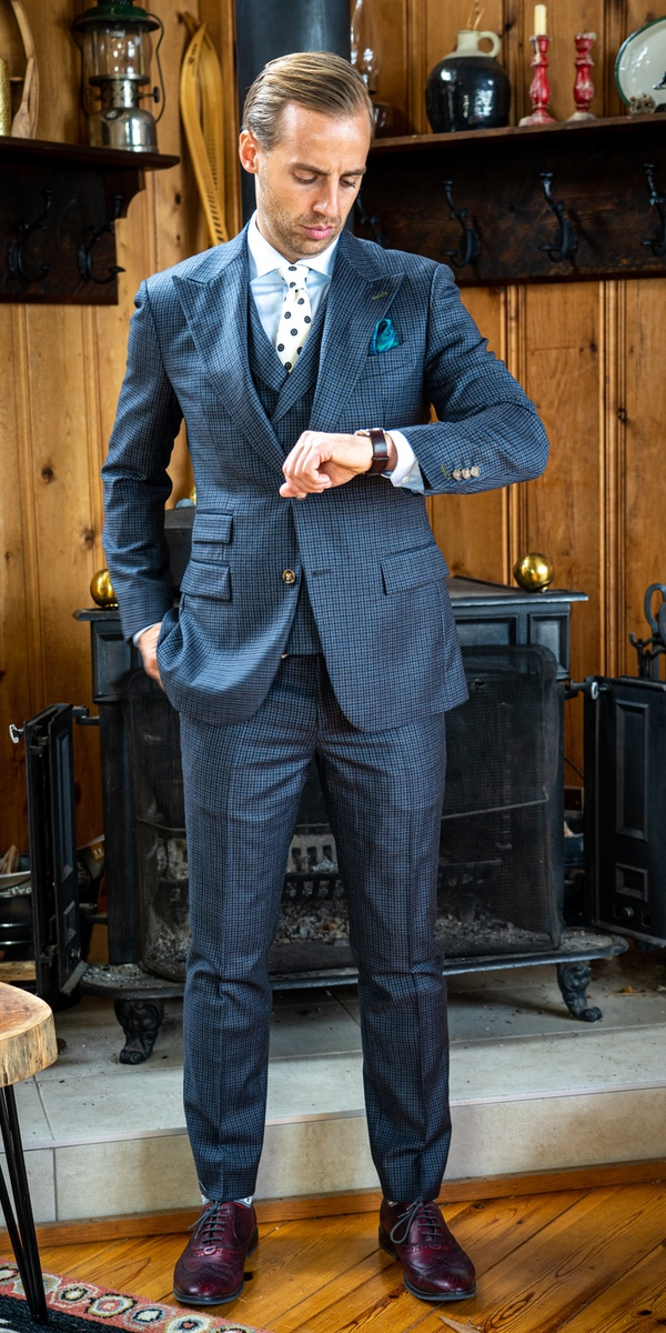 Complet bleu birdseye en laine