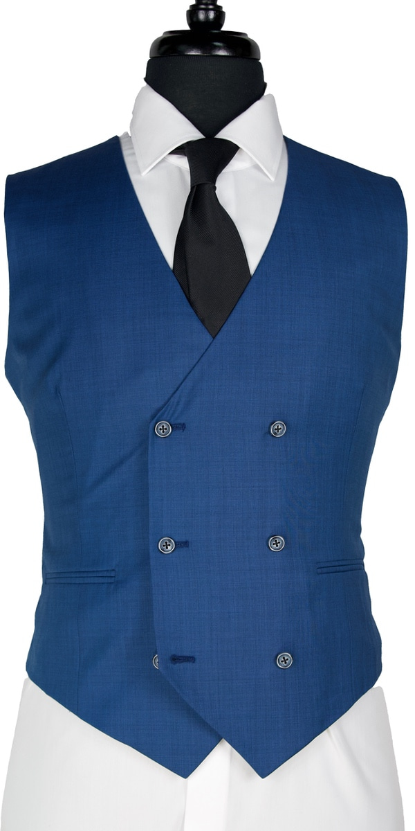 Blue Sharkskin Wool Suit