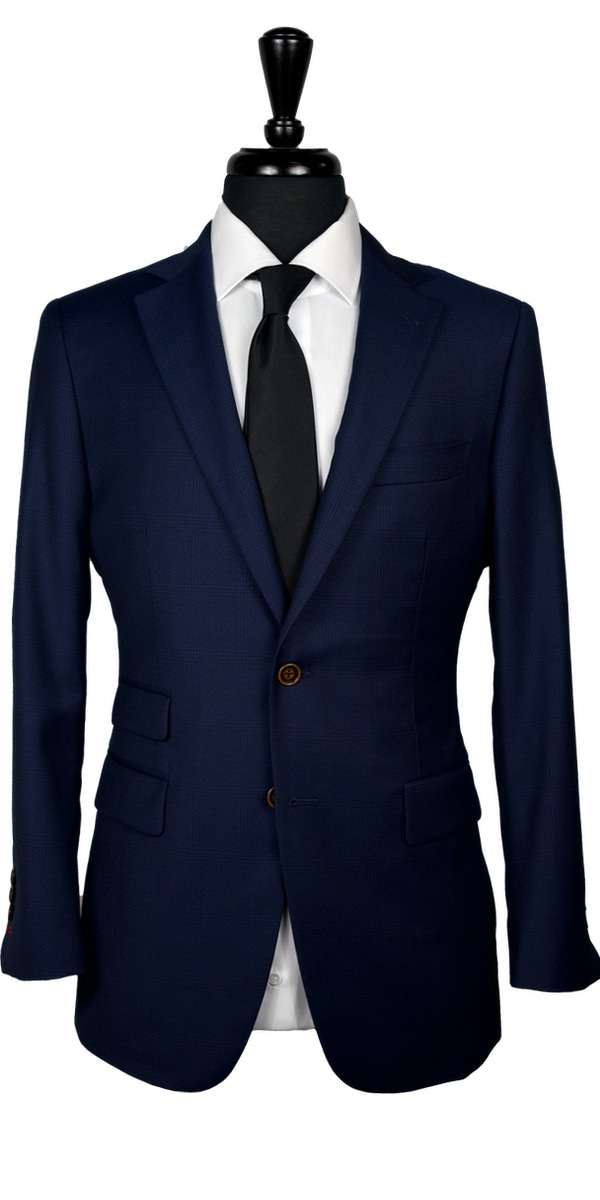 Blue Melange Windowpane Wool Suit