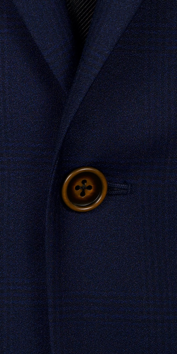 Blue Melange Windowpane Wool Suit