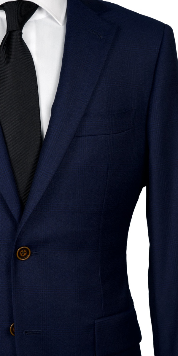 Blue Melange Windowpane Wool Suit