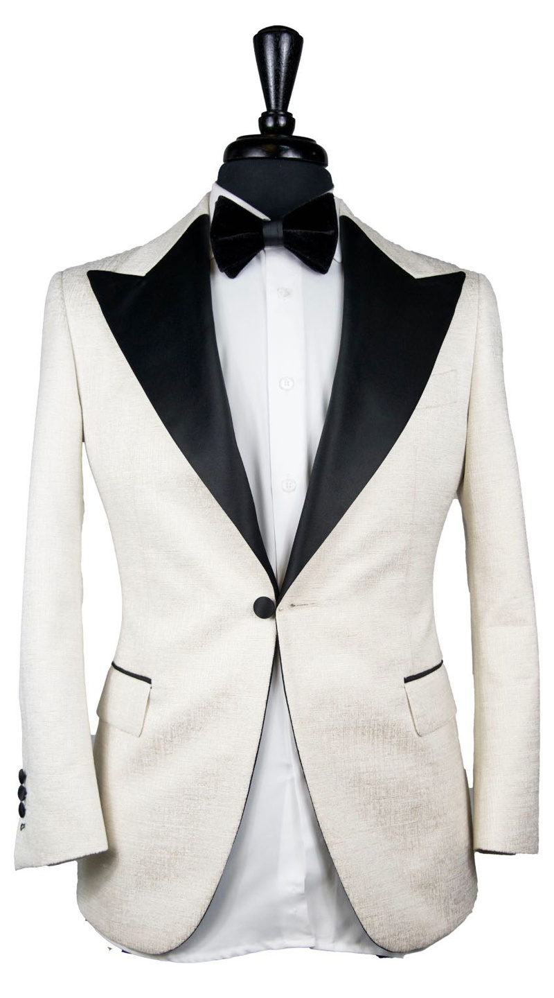 Cream Jacquard Textured Tuxedo