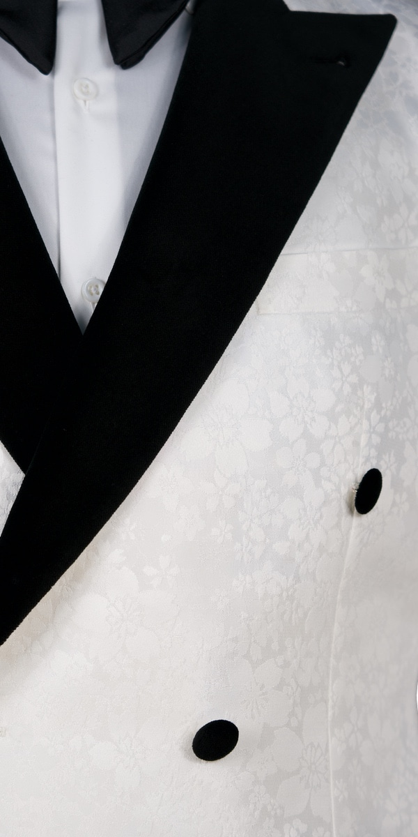 White Floral Jacquard Tuxedo