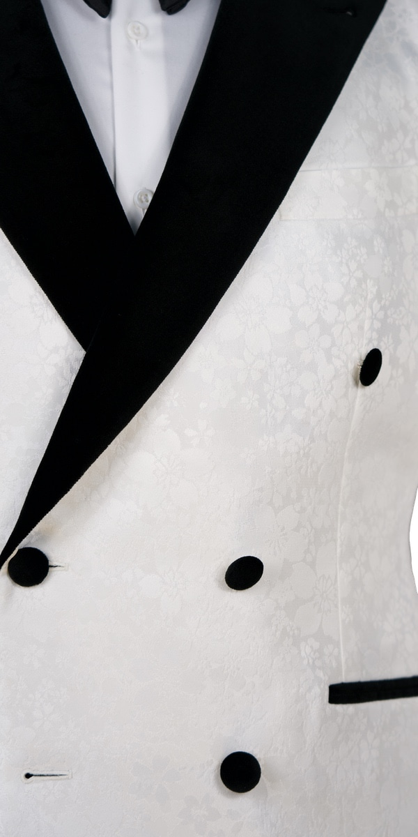 White Floral Jacquard Tuxedo