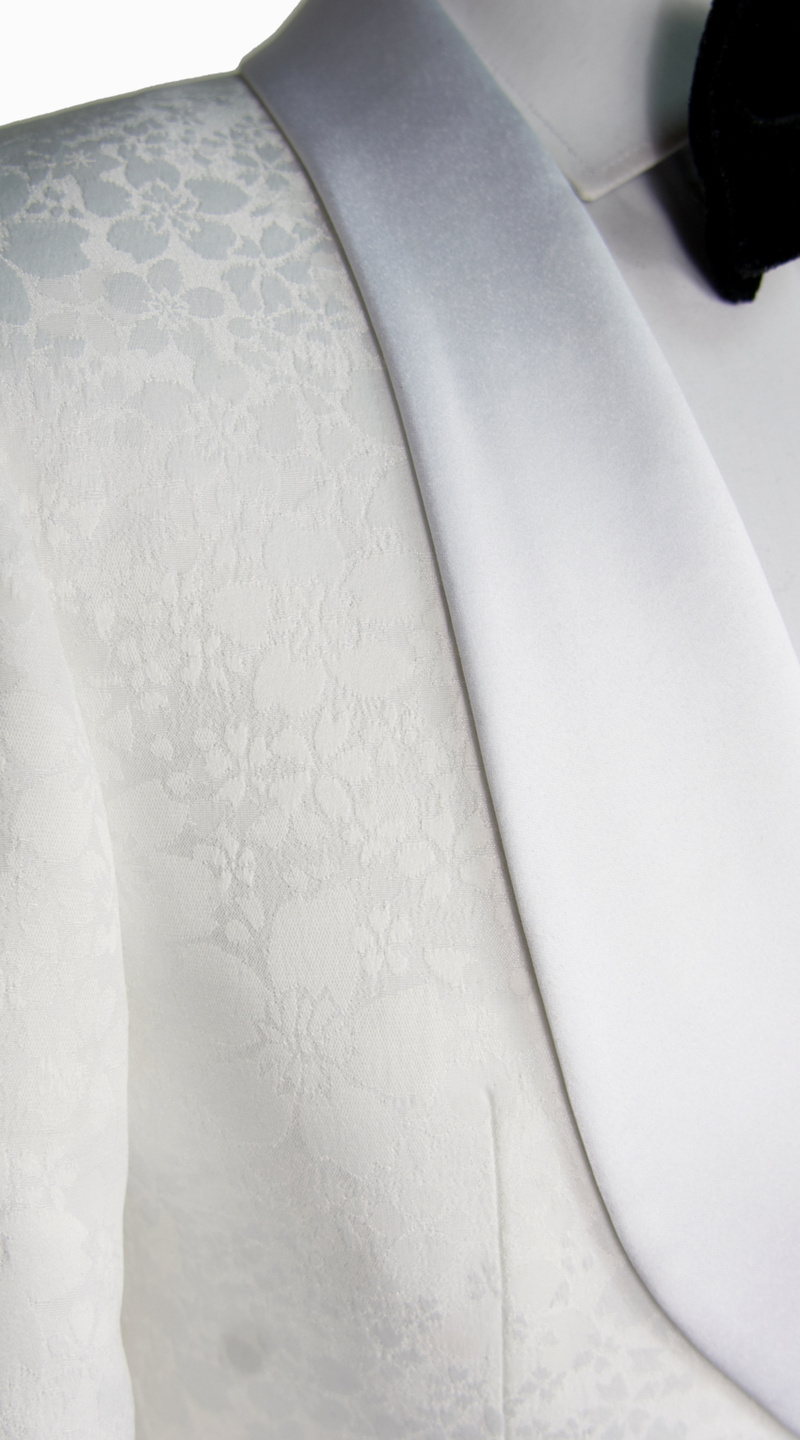 White Floral Jacquard Classic Tux
