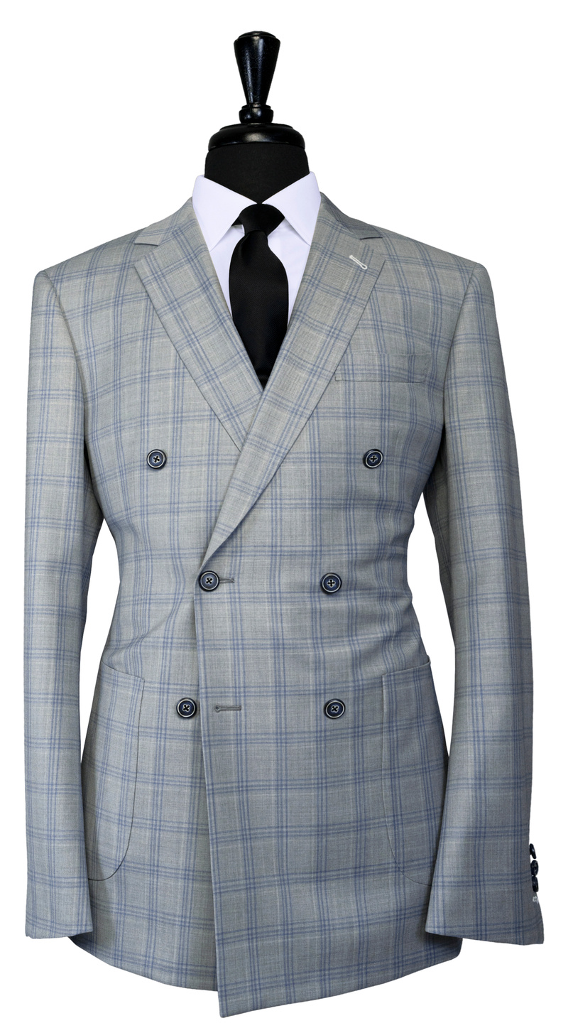 Grey Plaid Double-Breasted Suit