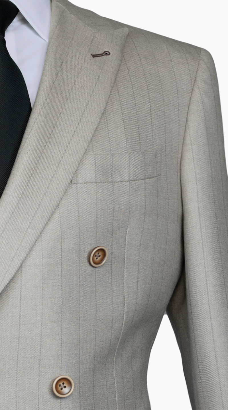 Complet Croisé Rayé Sable Argenté