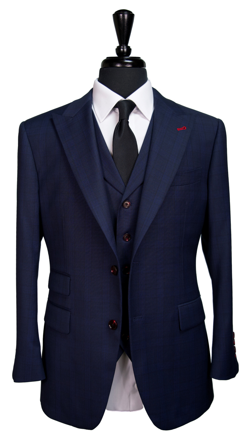 Indigo Birdseye Check Suit