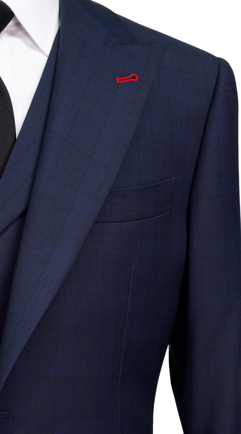 Indigo Birdseye Check Suit