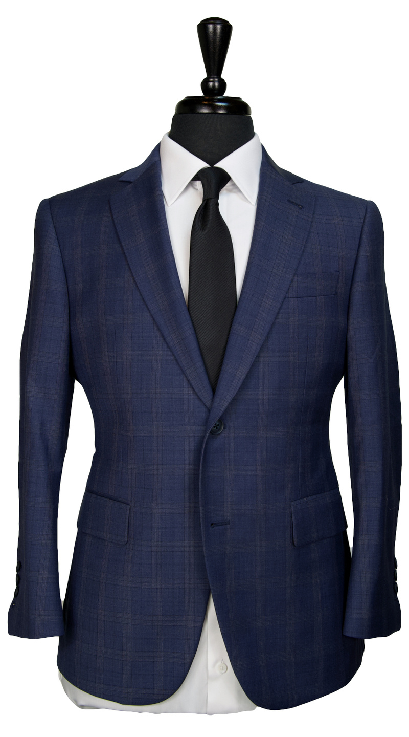Space Blue Windowpane Wool Suit
