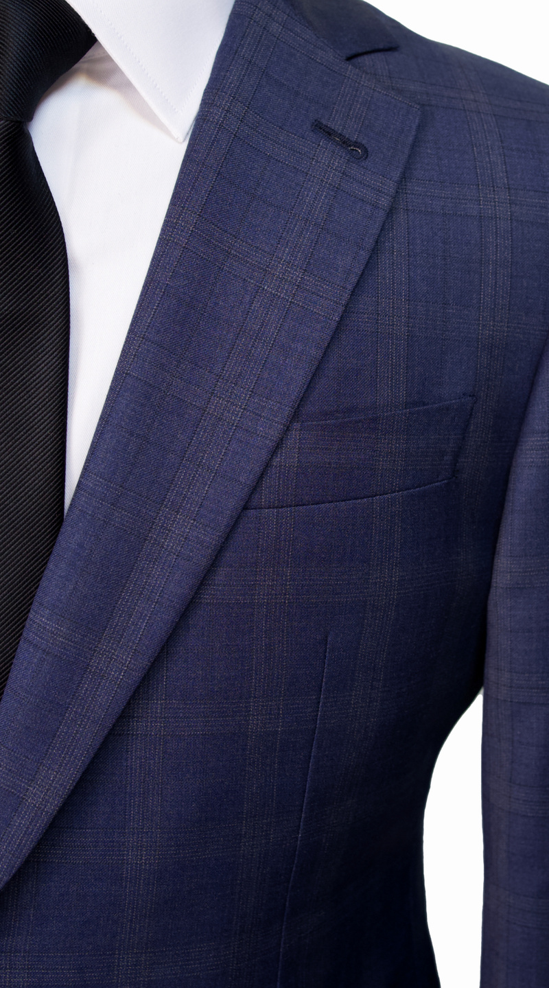 Space Blue Windowpane Wool Suit
