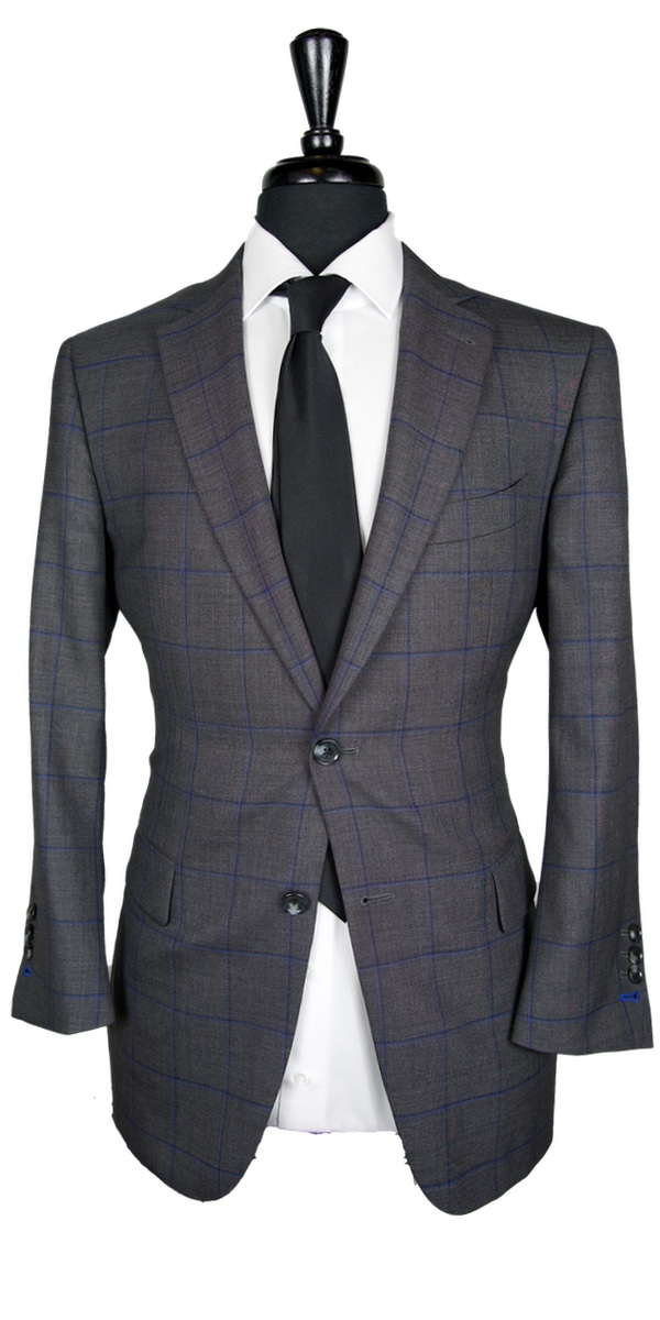 Grey with Blue Windowpane Suit
