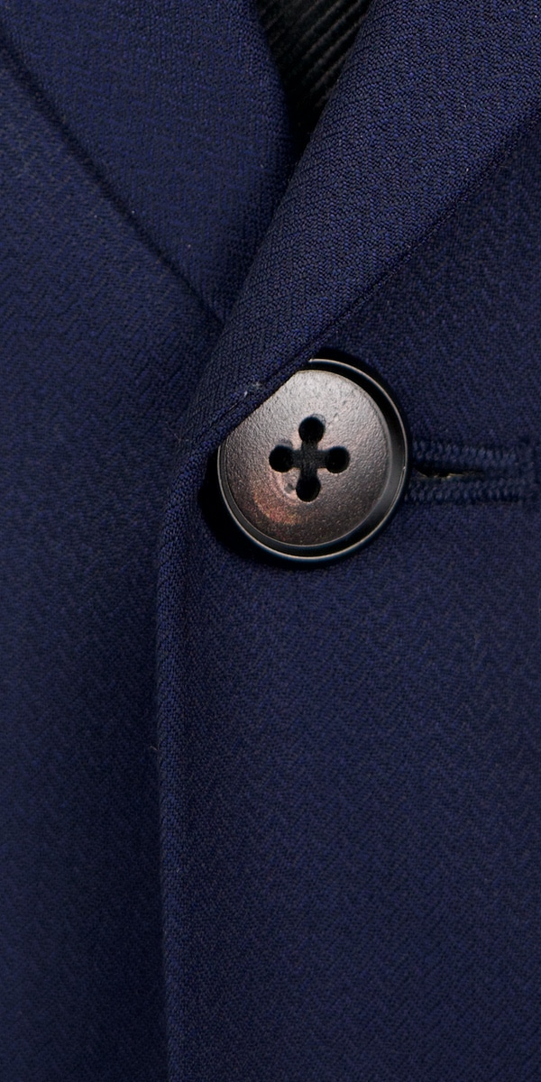 Blue Subtle Herringbone Wool Suit