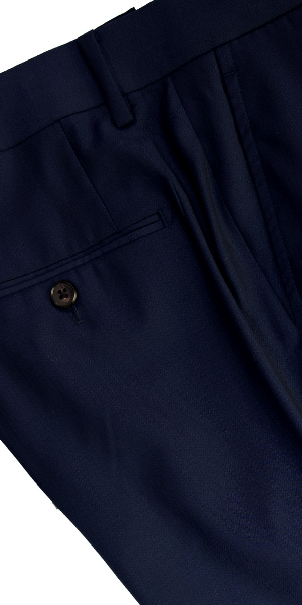 Blue Subtle Herringbone Wool Suit