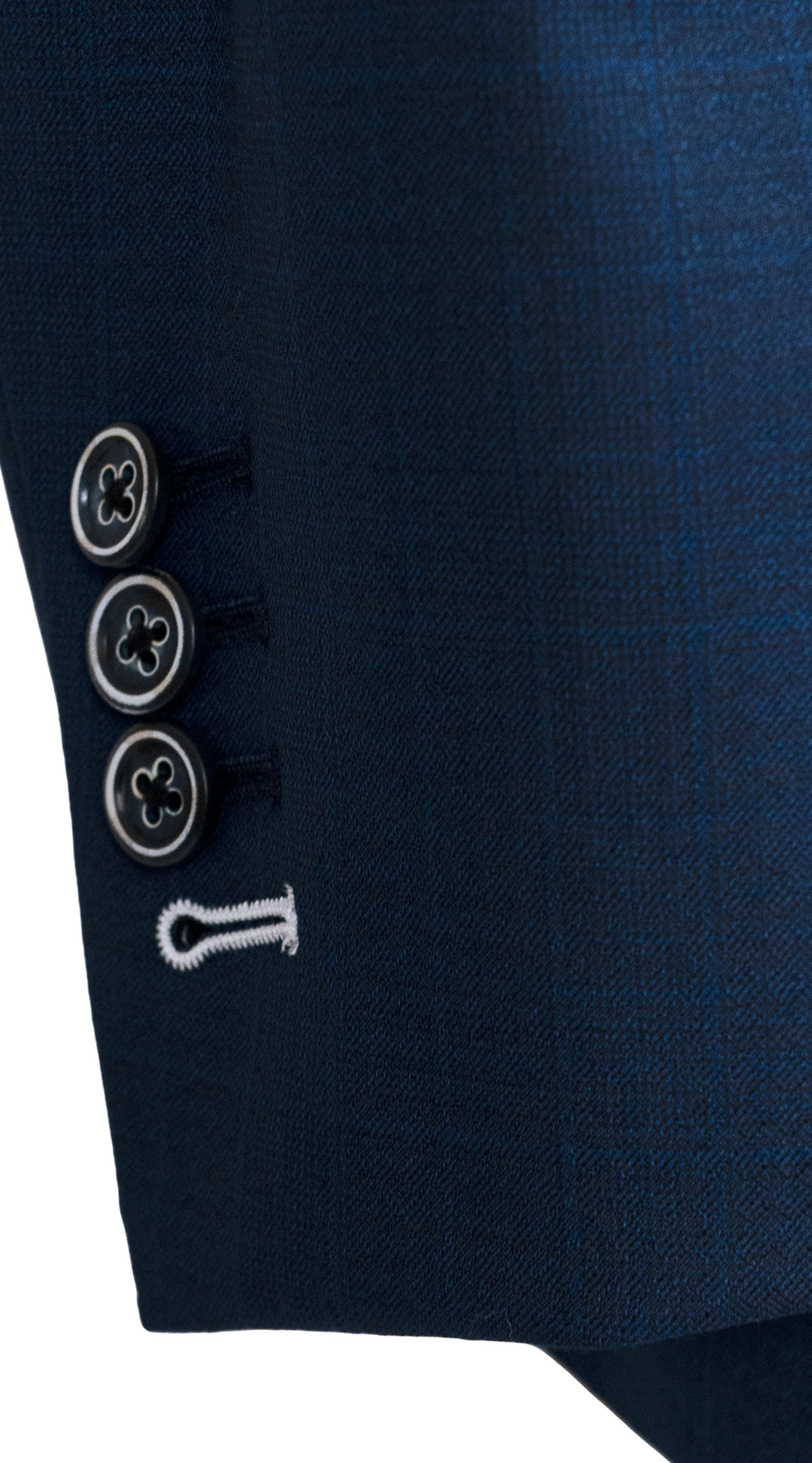 Complet Croisé Bleu Mélange Carreaux