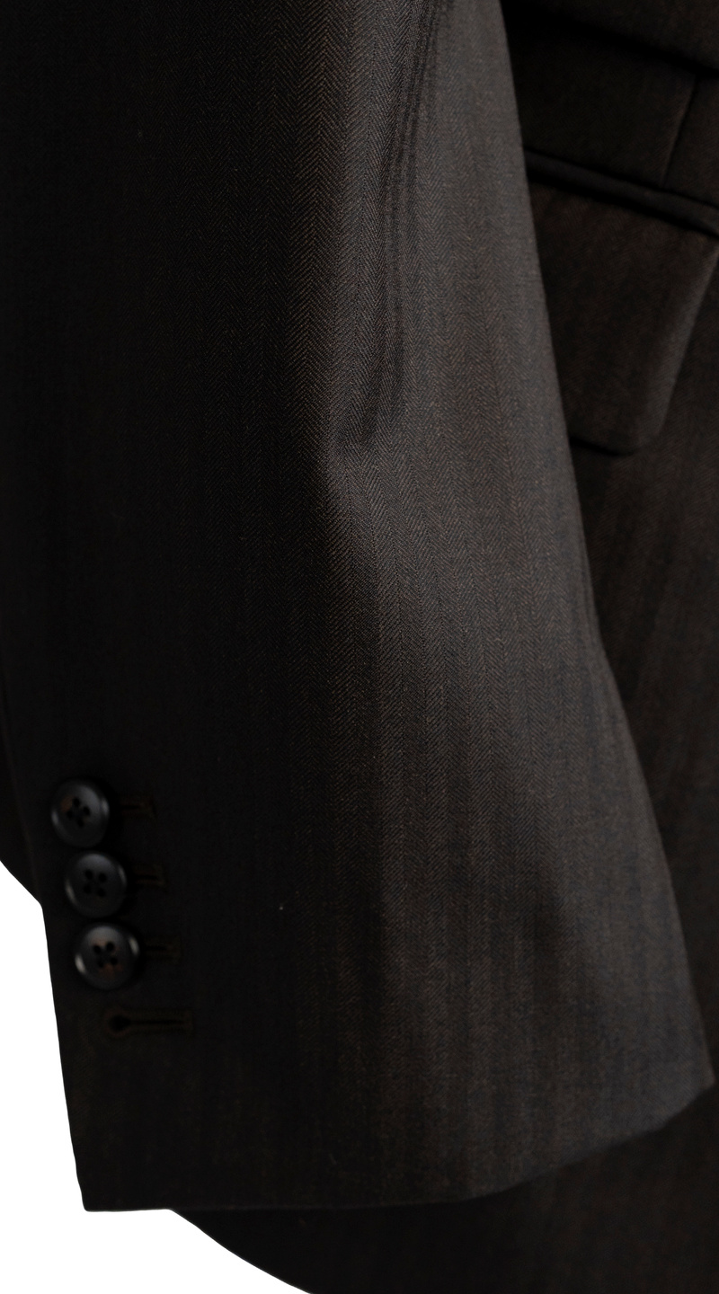 Espresso Herringbone Three-Piece Suit