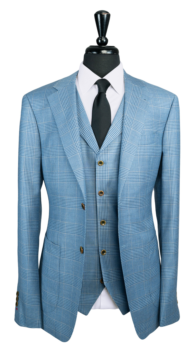 Sky Blue Glen Plaid Suit