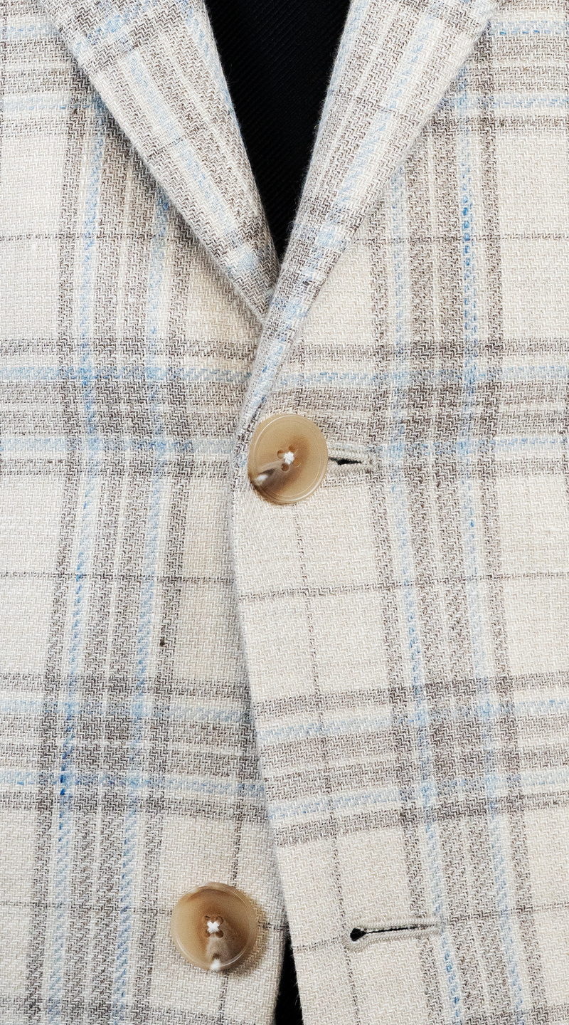 Beige Brown Plaid Suit
