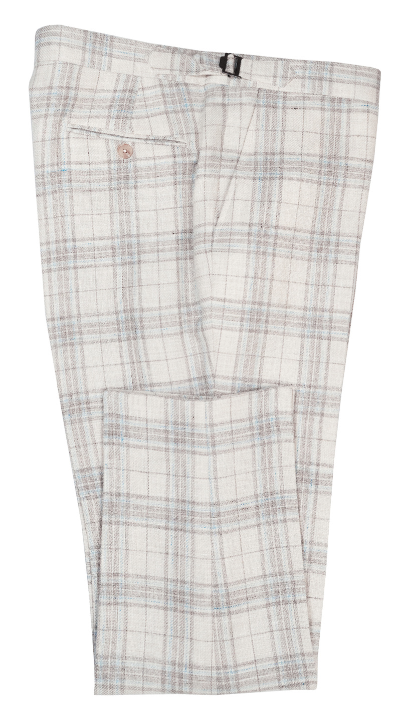 Beige Brown Plaid Suit