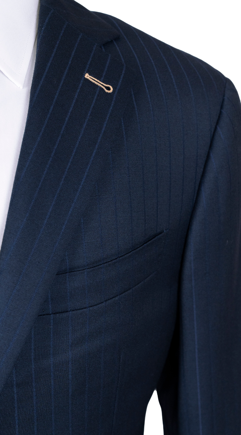 Navy Pinstripe Wool Suit