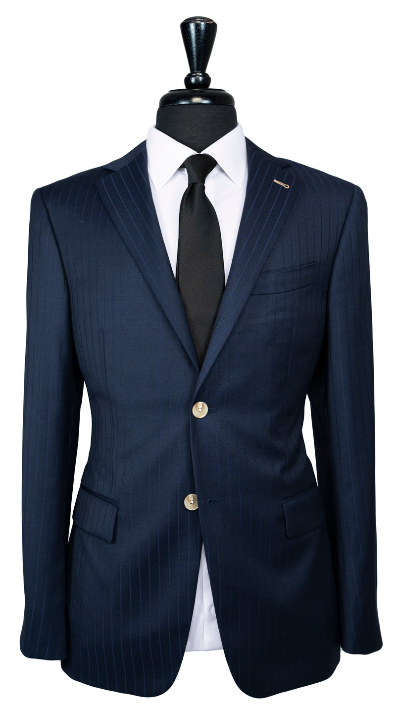 Navy Pinstripe Wool Suit