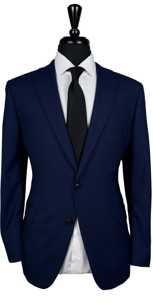 Blue Houndstooth Comfort Wool Suit