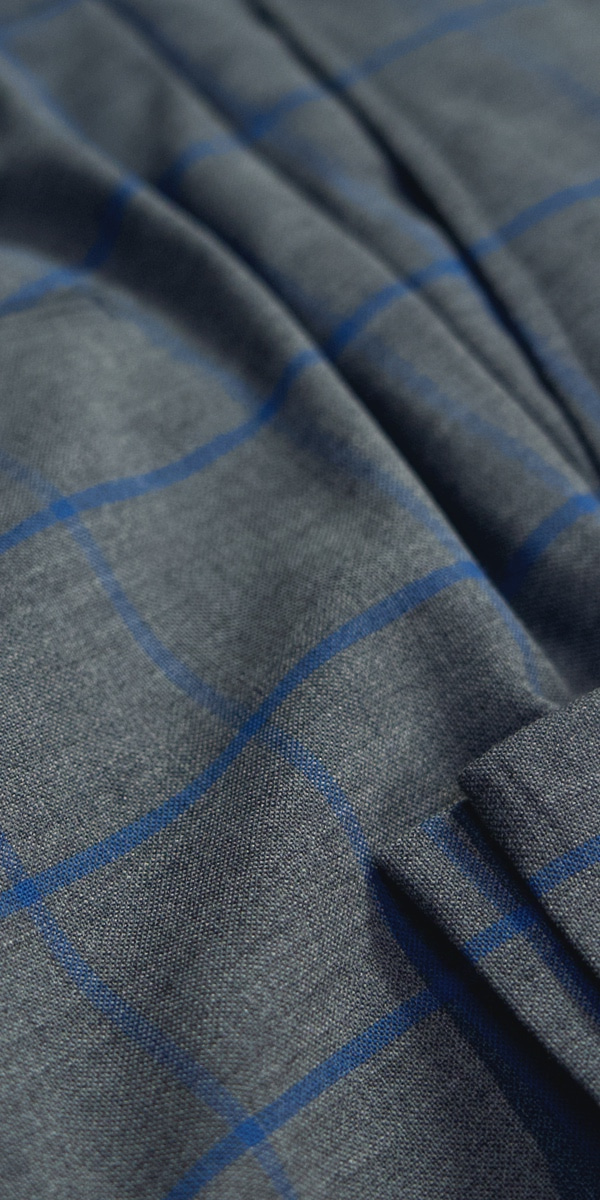Grey with Blue Windowpane Comfort Suit