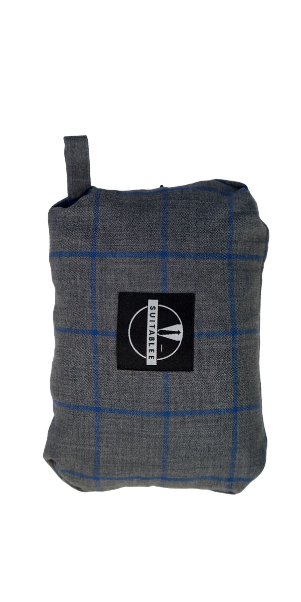 Grey with Blue Windowpane Comfort Suit