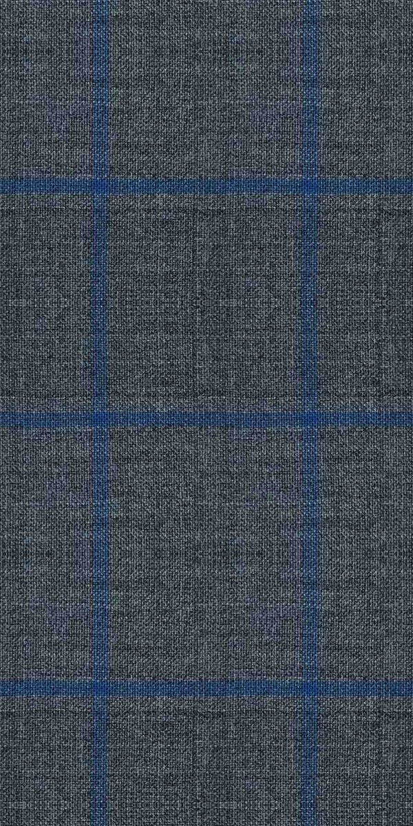 Grey with Blue Windowpane Comfort Suit