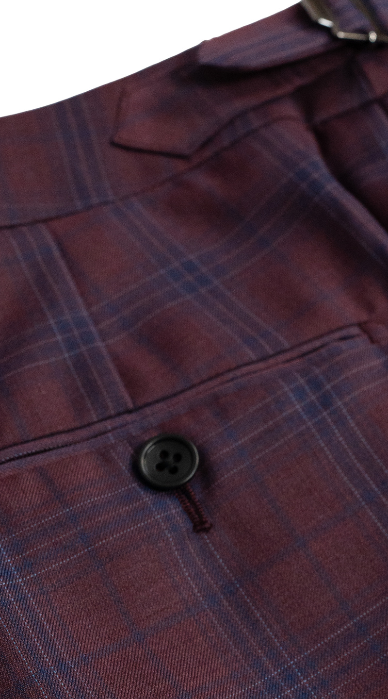 Plum Navy Plaid Wool Suit 