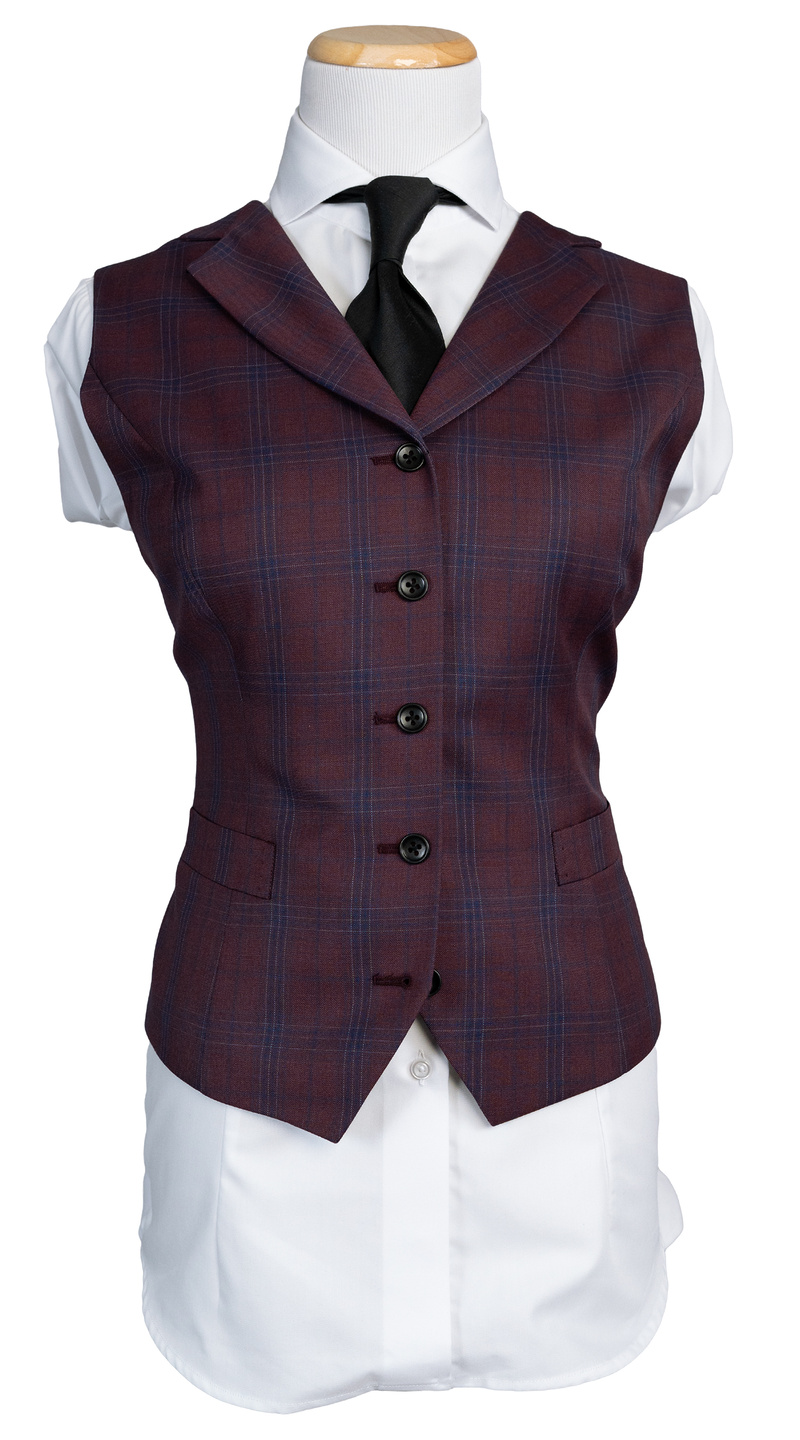 Plum Navy Plaid Wool Suit 