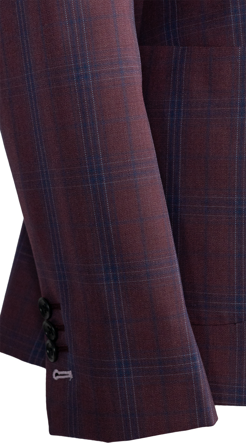 Plum Navy Plaid Wool Suit 