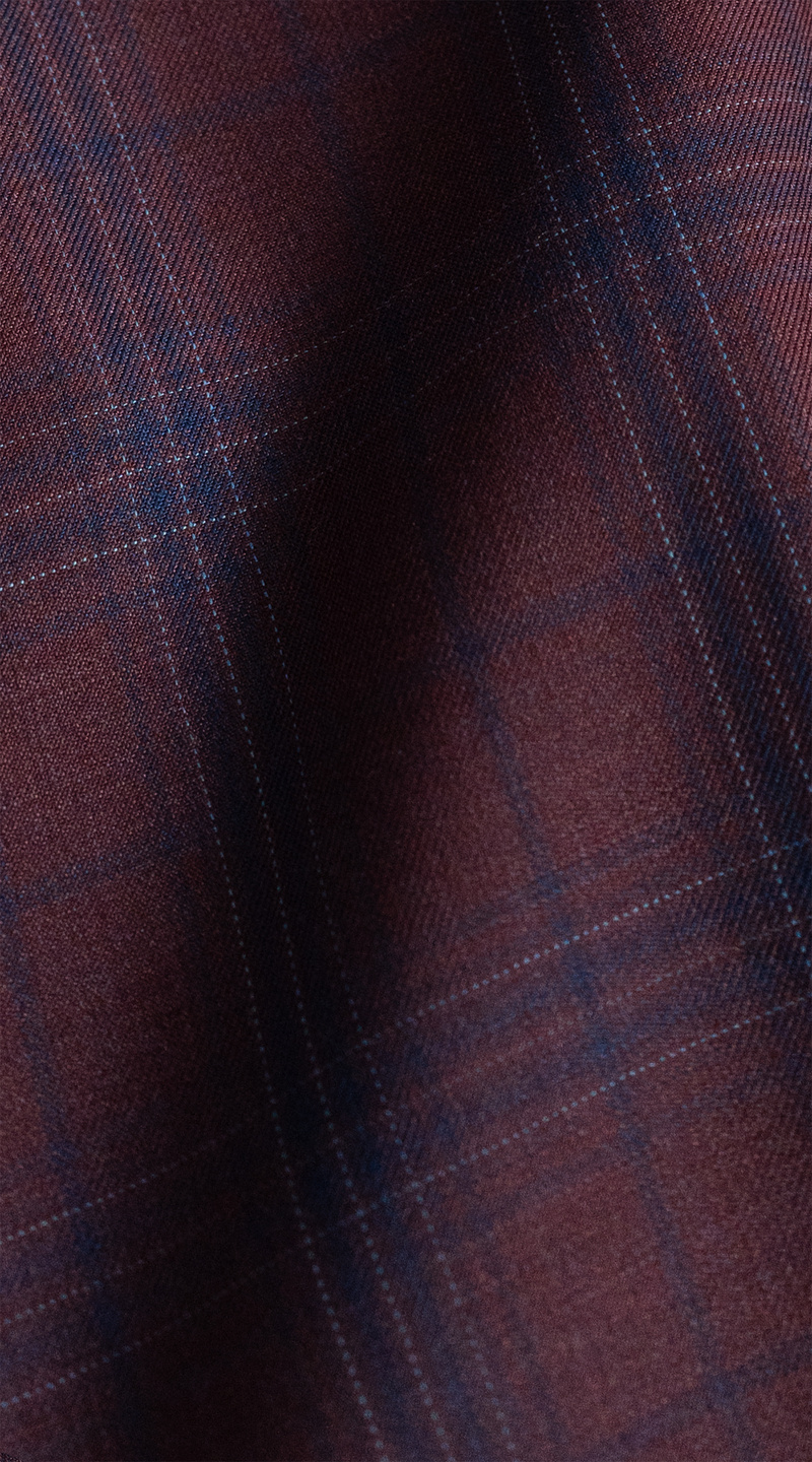 Plum Navy Plaid Wool Suit 