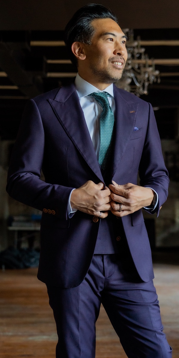 Complet bleu birdseye en laine