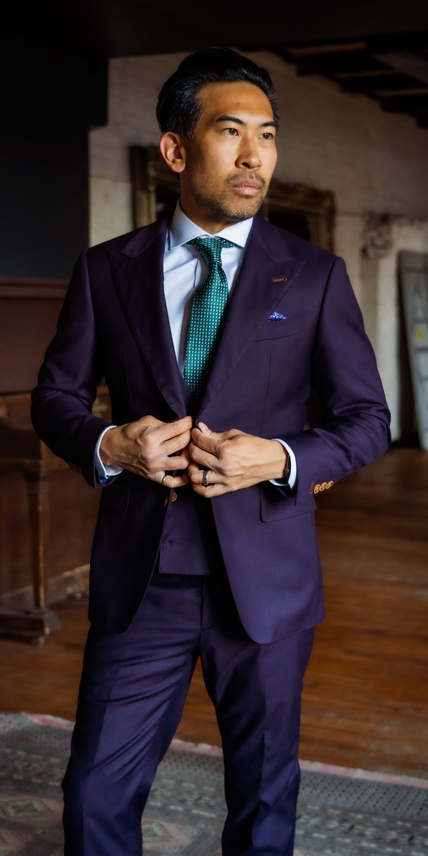 Complet bleu birdseye en laine