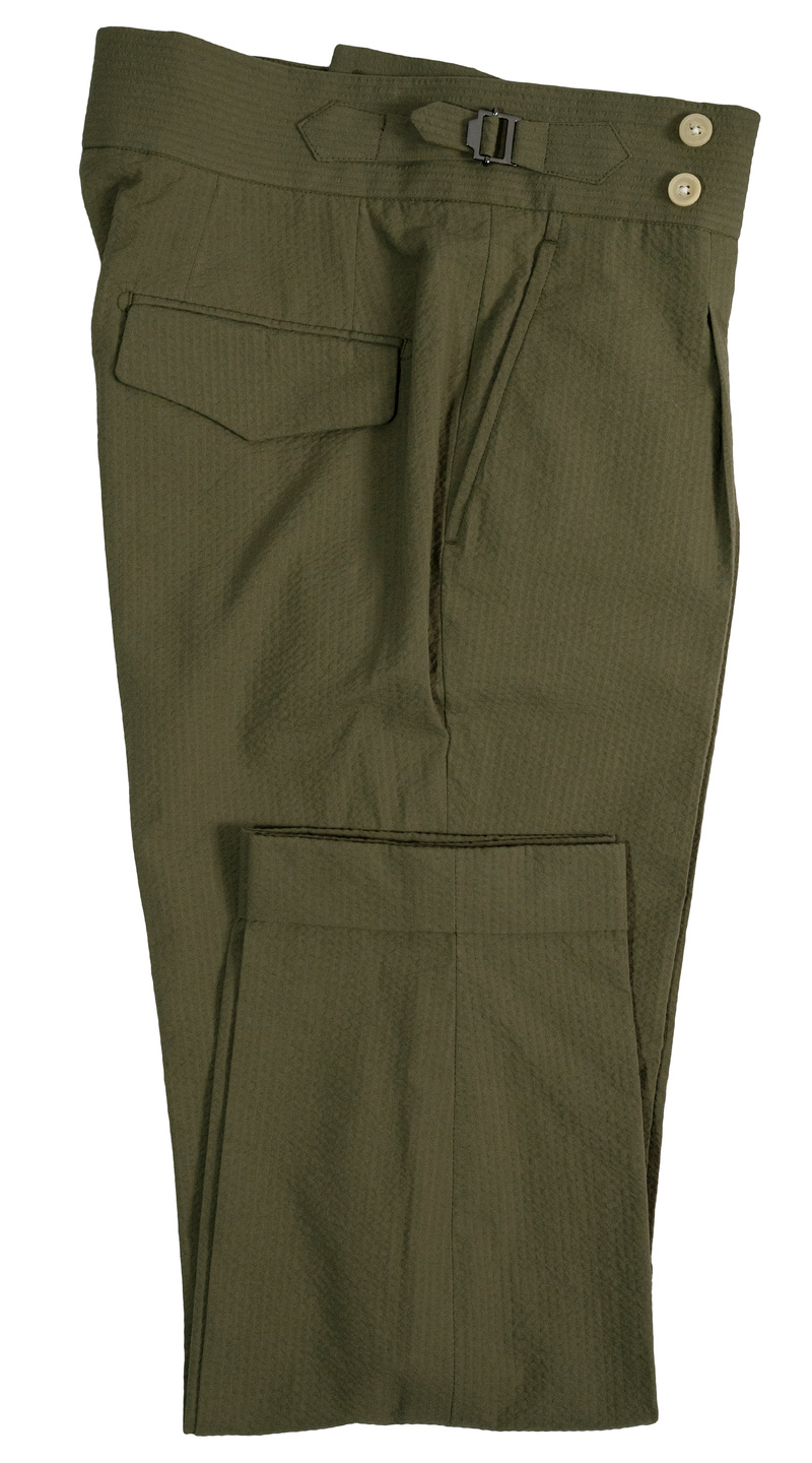 Complet Seersucker Vert Armée