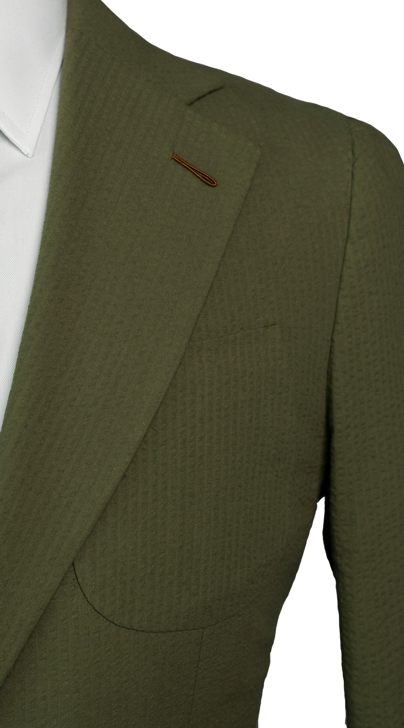 Complet Seersucker Vert Armée