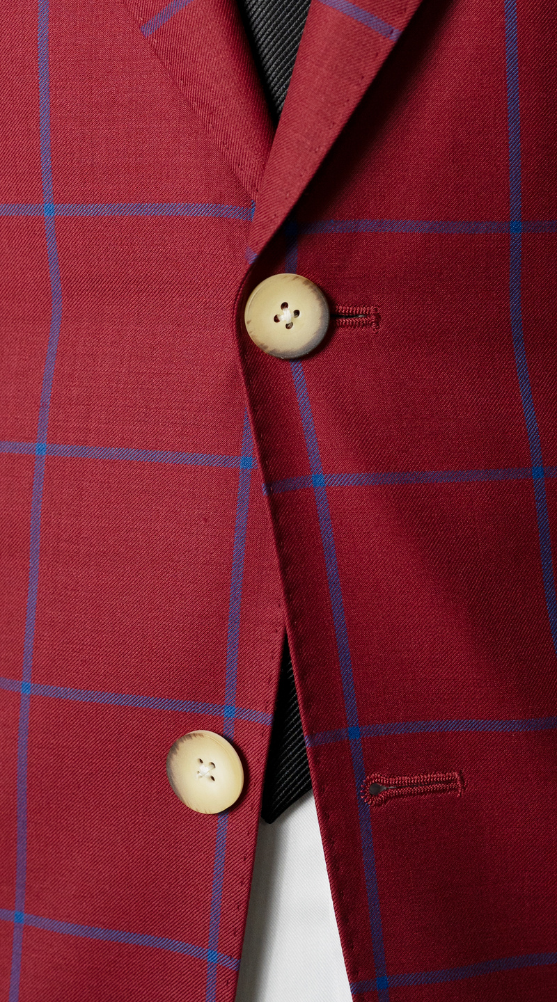 Crimson Red Windowpane Wool Suit