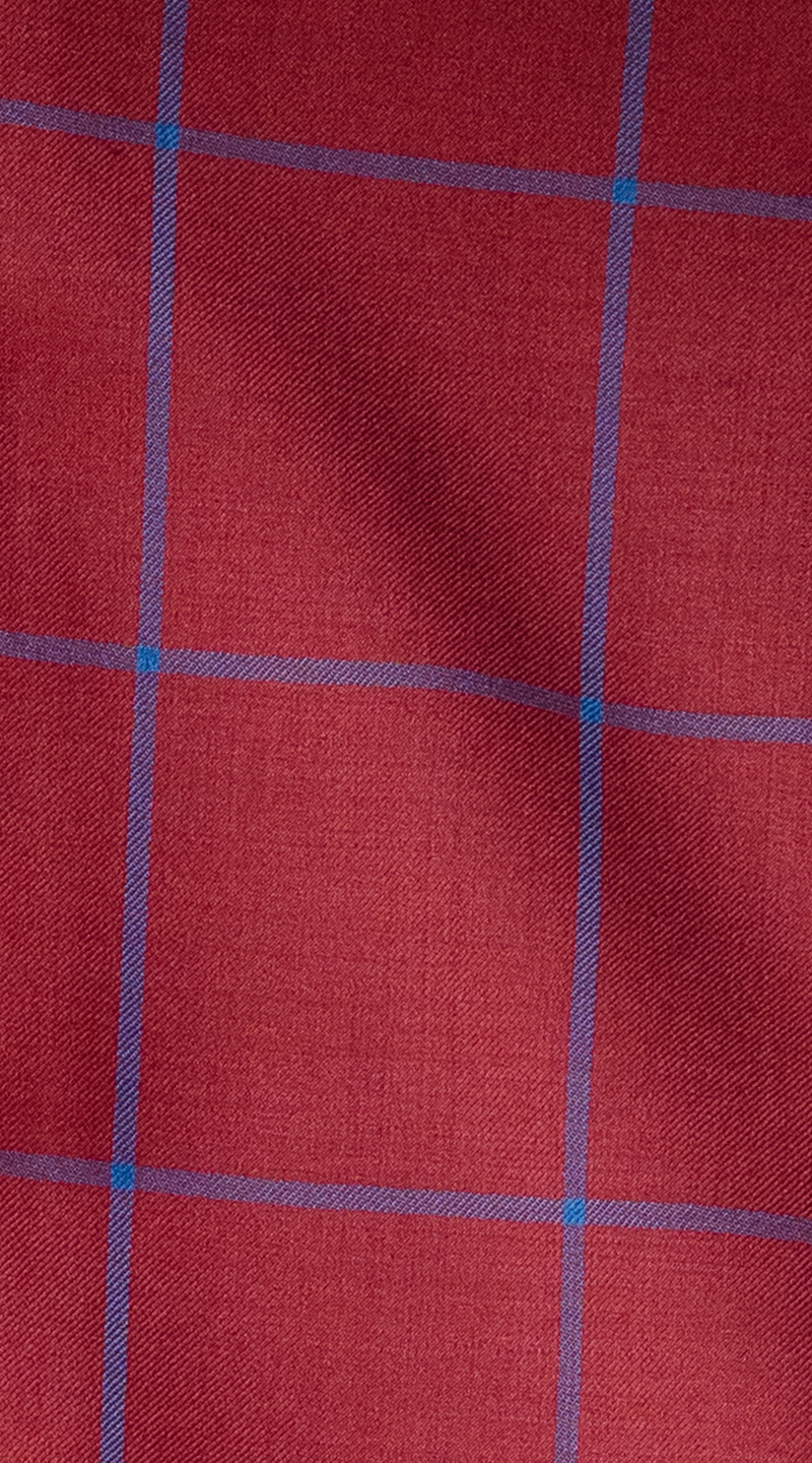 Crimson Red Windowpane Wool Suit