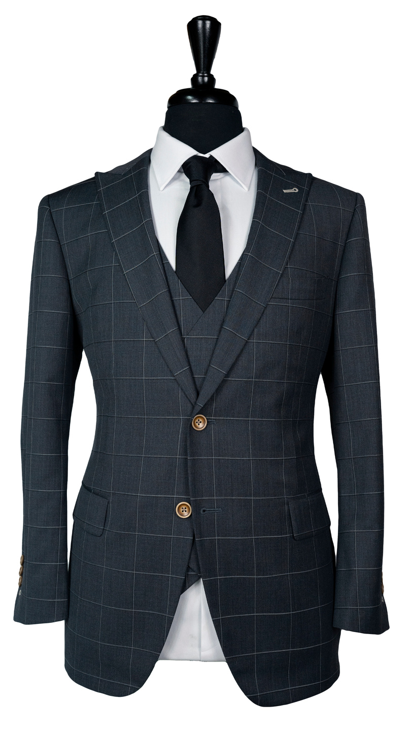 CharBlue Canvas Windowpane Suit