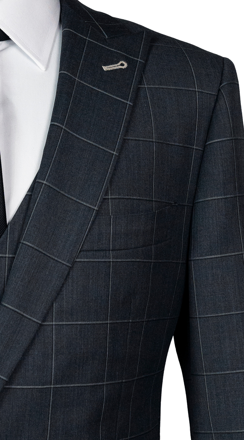 CharBlue Canvas Windowpane Suit