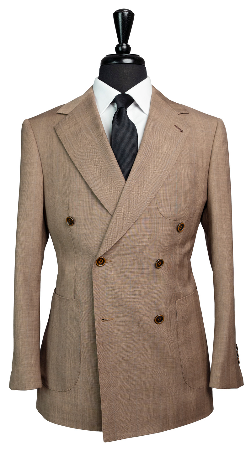 Golden Sand Plaid Double-Breasted Suit