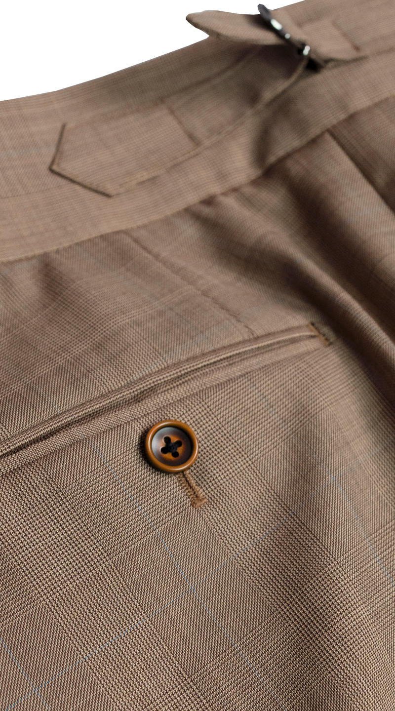 Golden Sand Plaid Double-Breasted Suit