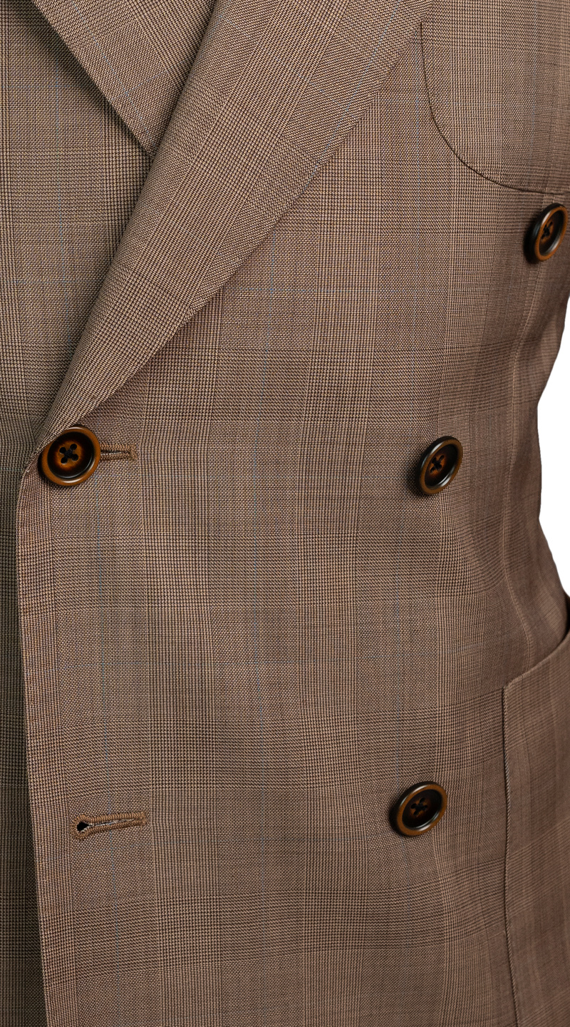 Golden Sand Plaid Double-Breasted Suit