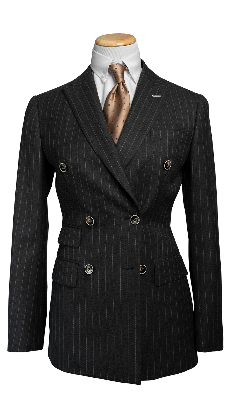 Charcoal Pinstripe Double-Breasted Suit