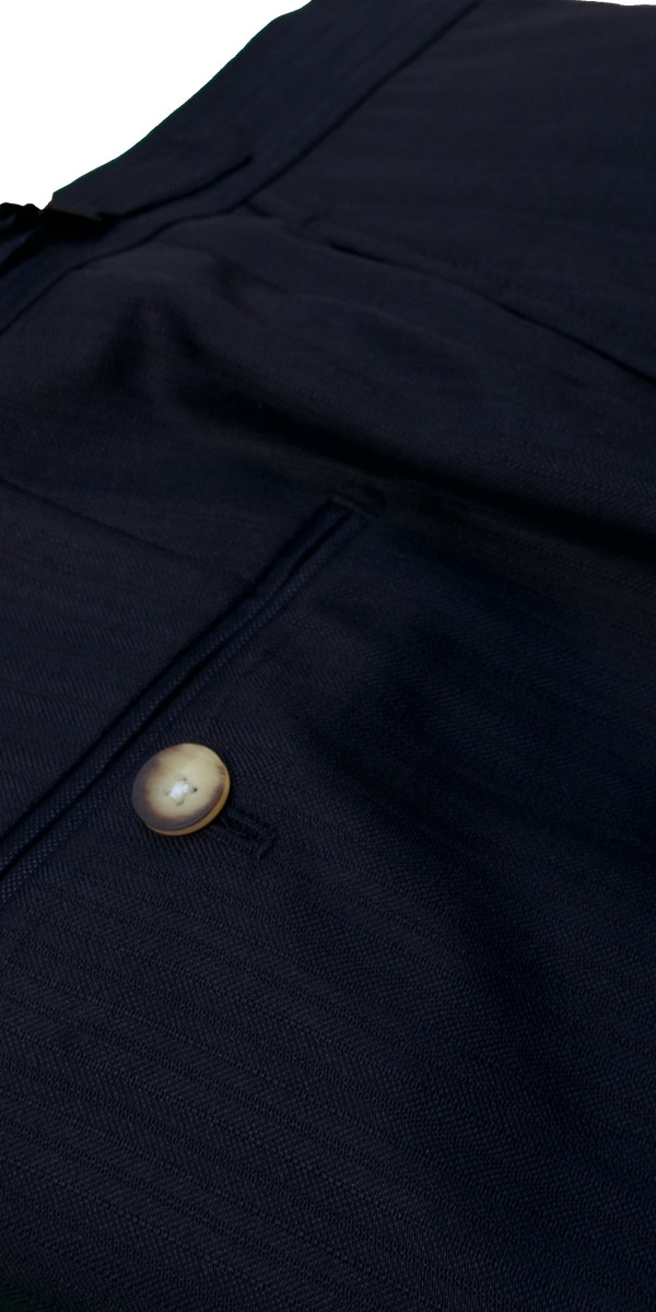 Midnight Blue Herringbone Striped Suit