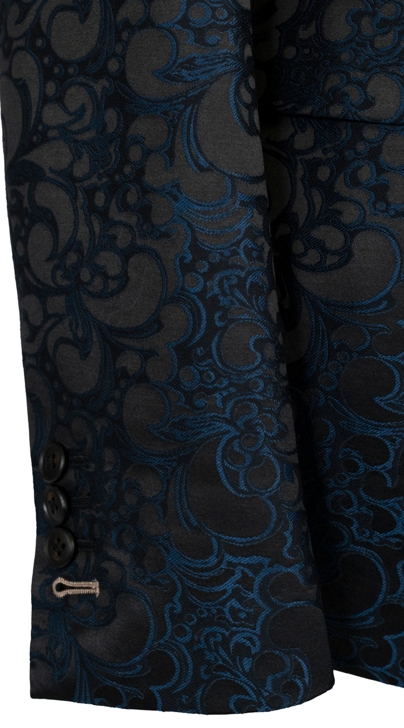 Complet Jacquard Baroque Bleu Nuit