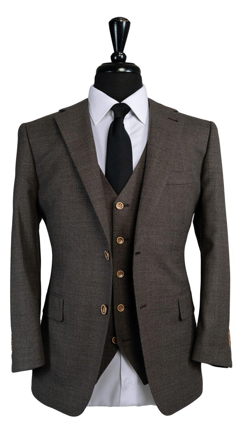 Walnut Brown Textured Wool Suit