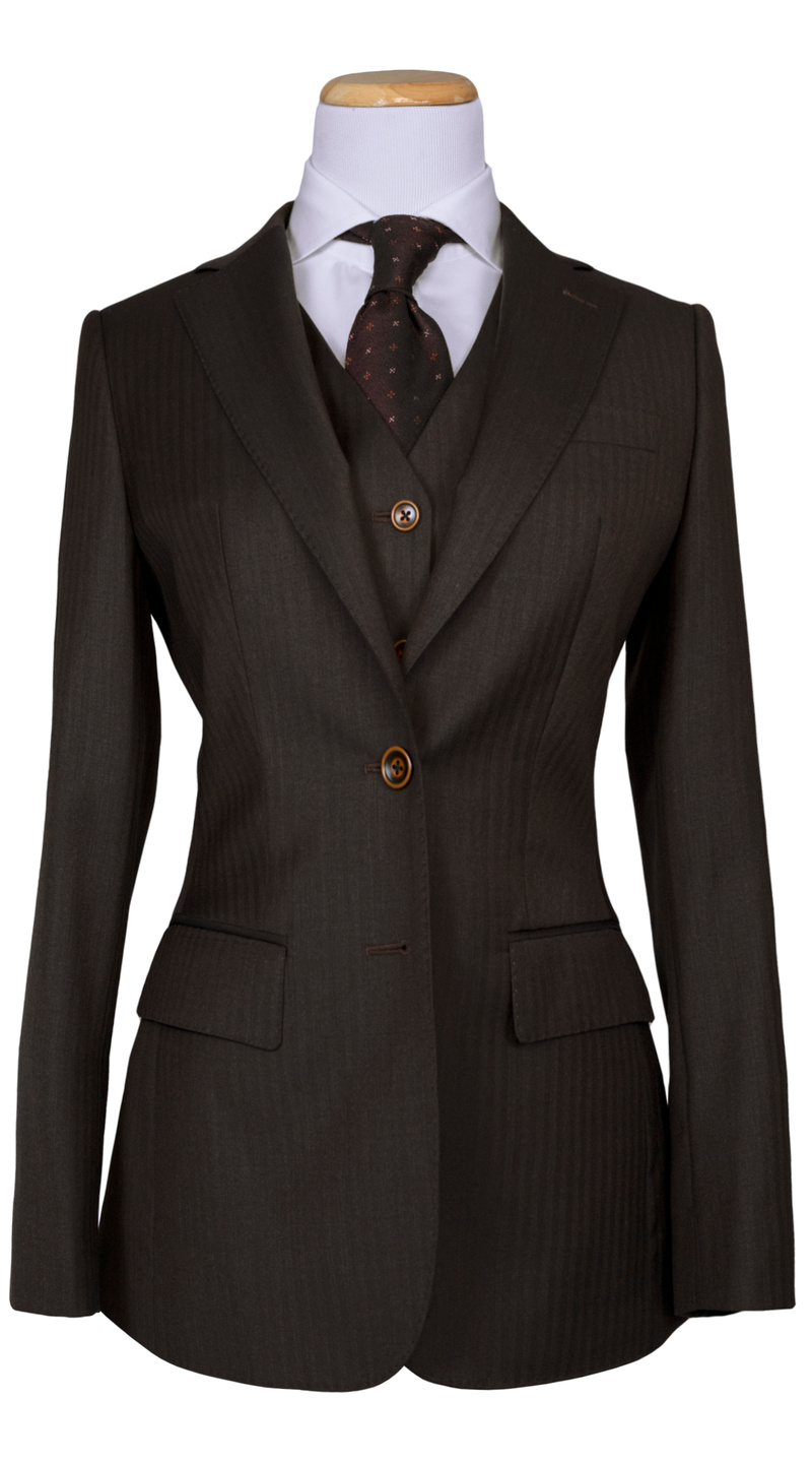 Dark Brown Herringbone Suit
