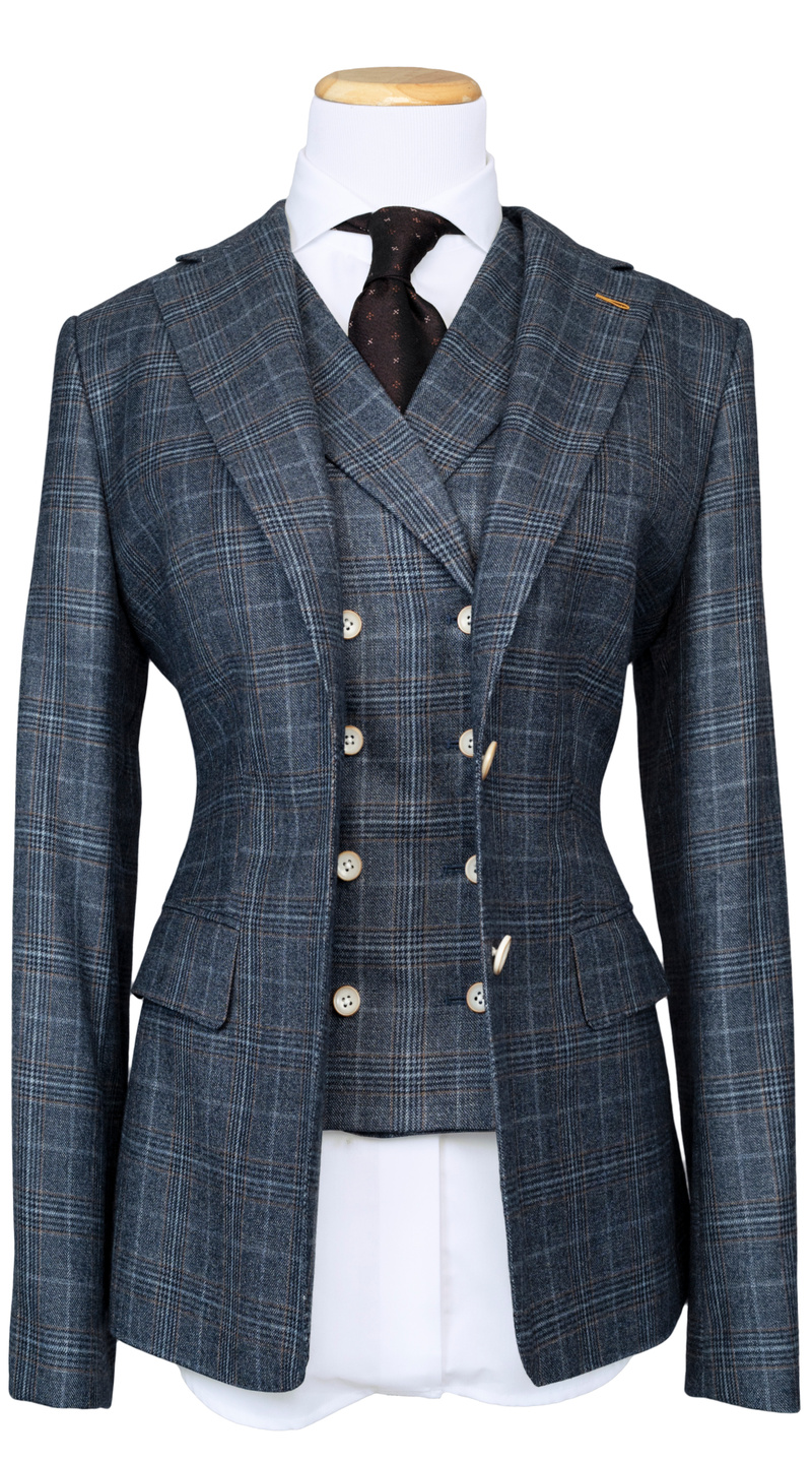 Blue Glen Check Double-Breasted Suit